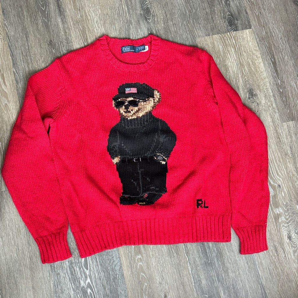Ralph Lauren Red Bear Knit Sweater -